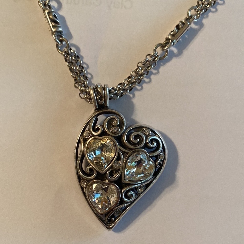 Brighton vintage silver‎ Dallas Heart statement collar necklace
